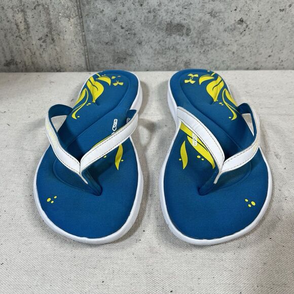 Under Armour 4D Foam Women's Size 8 Comfort Flip Flops Sandals Thong Blue - Picture 2 of 10